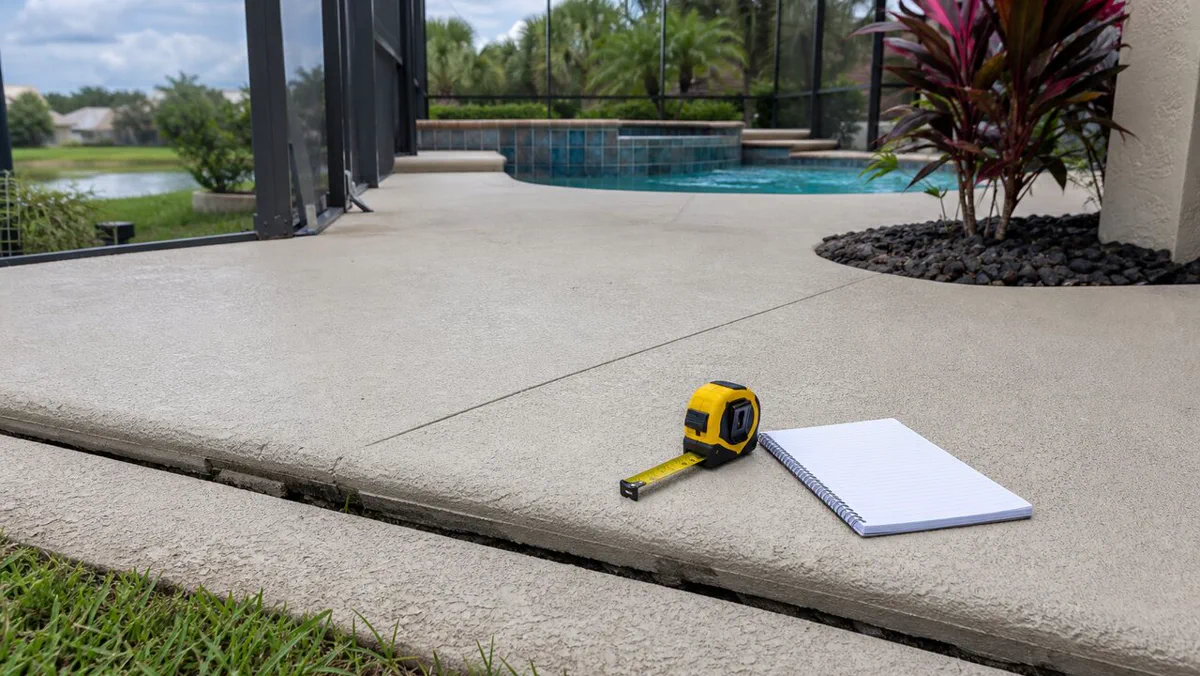 Settled pool deck slab in Volusia County